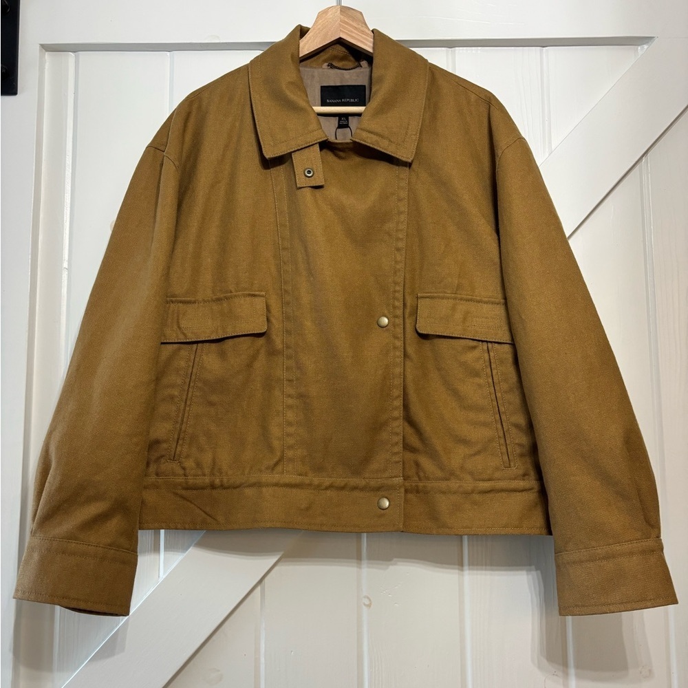 Banana Republic Amelia flight jacket caramel apple Hemp Bomber Cropped XL - Picture 4 of 8